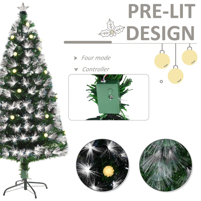 5ft Pre-Lit White Artificial Christmas Tree with 180 LEDs & Star Topper - Full Bodied Seasonal Decoration for Home