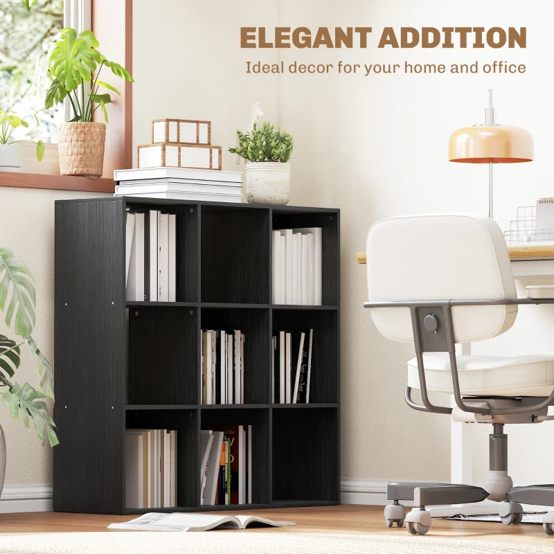 Stylish Nine-Cube Storage Shelf in Black - Versatile Organizer for Home, Office, and Kids' Rooms - Perfect for Storage Solutions
