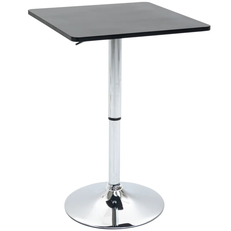 Modern Height Adjustable Counter Bar Table with 360° Swivel Top & Electroplated Metal Base - Black & Silver Pub Desk