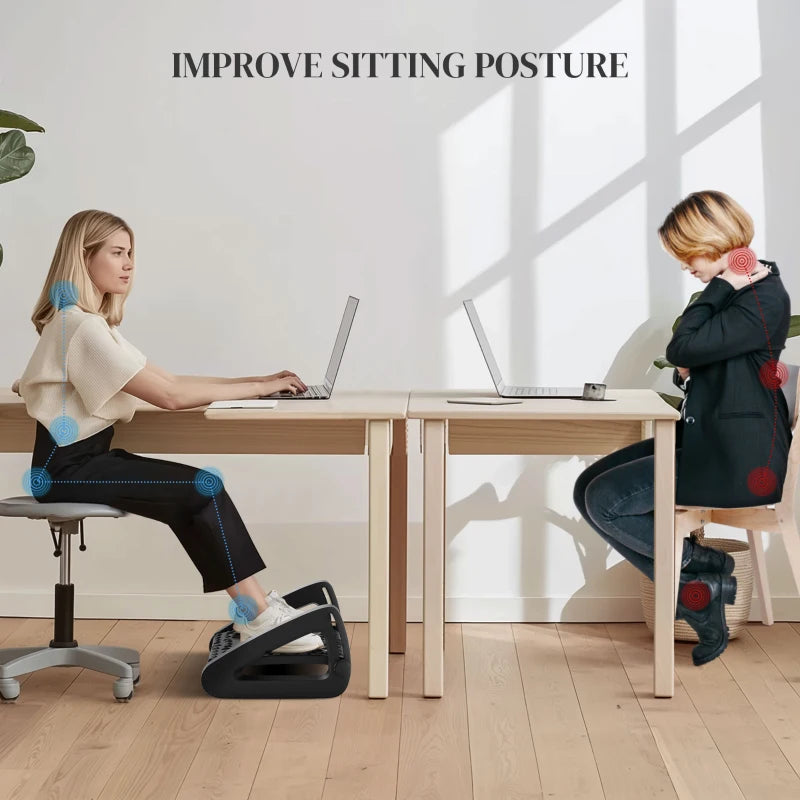 Ergonomic 10°-45° Six-Angle Massage Footrest - Adjustable Black Footrest for Ultimate Comfort and Relaxation