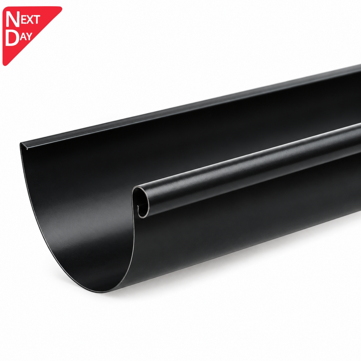 Zambelli 115mm Half Round Black Coated Galvanised Steel Gutter 3m Length