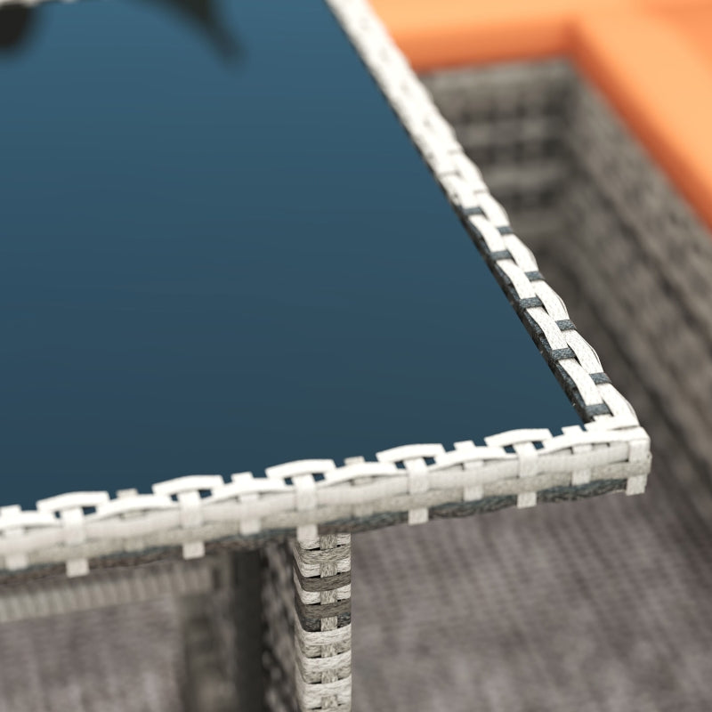 7-Seater Orange Cushioned Rattan Wicker Patio Sofa Set with Glass Table