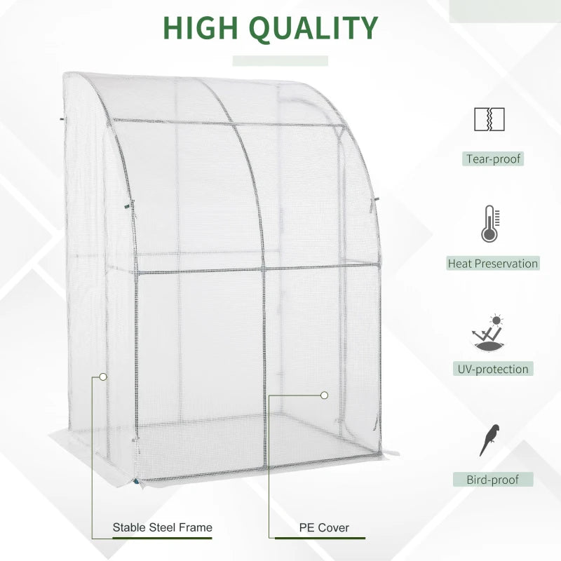 White Outdoor Walk-In Greenhouse with Zippered Door, 143x118x212cm
