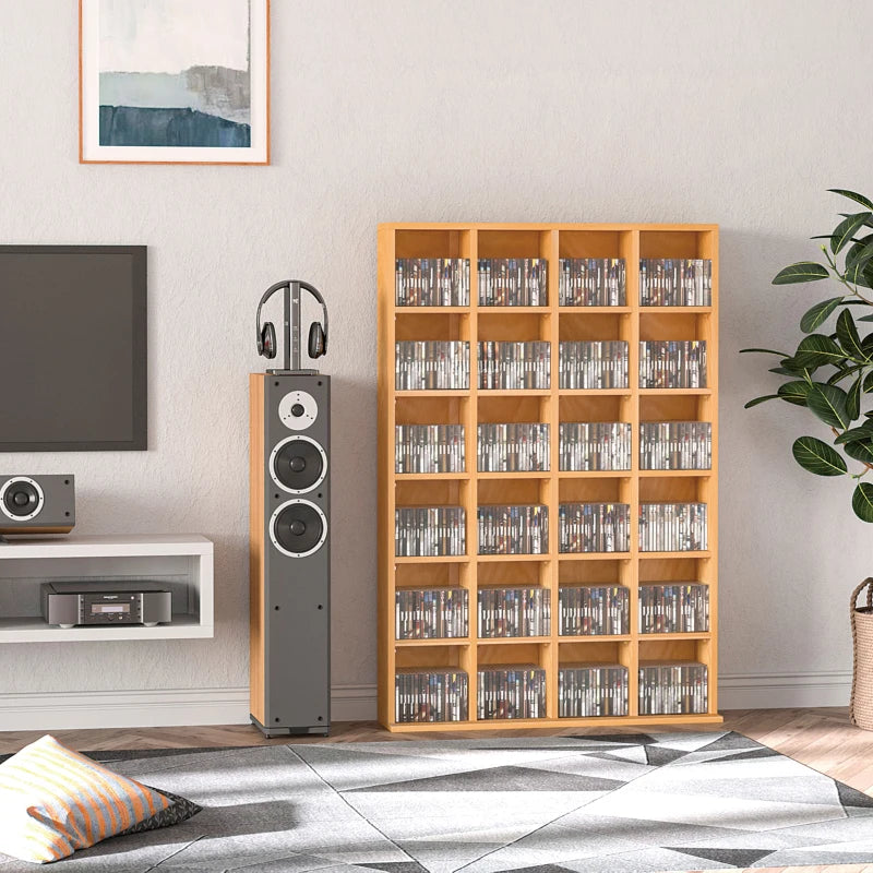 Adjustable CD Storage Unit - Beech Wood Finish, 89 x 130.5 cm, Perfect for Organizing Your Music Collection