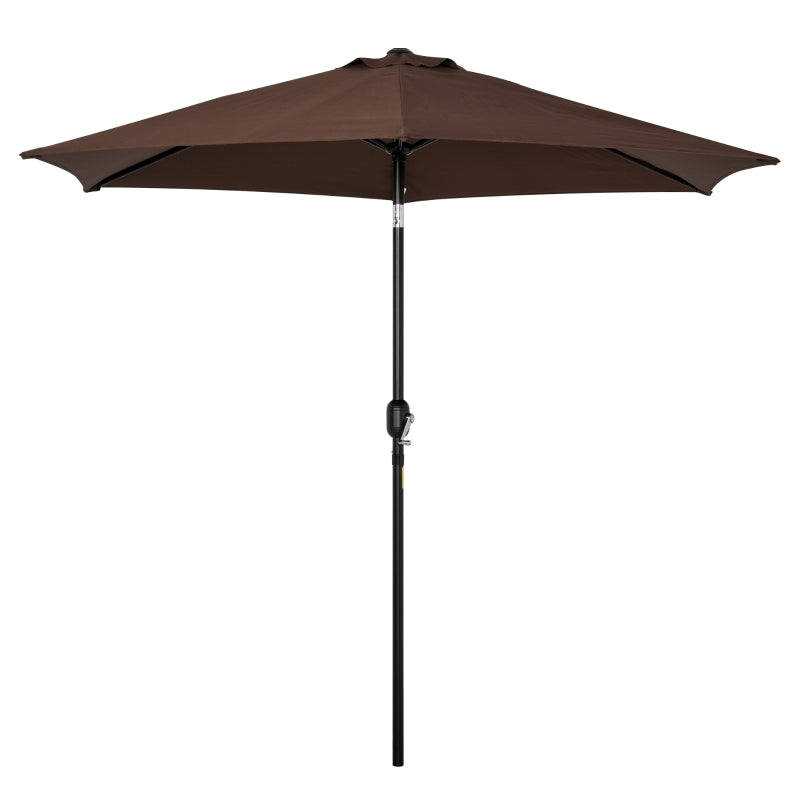 Aluminium Frame Coffee Garden Parasol Umbrella - 2.6M Tilt & Crank Sunshade