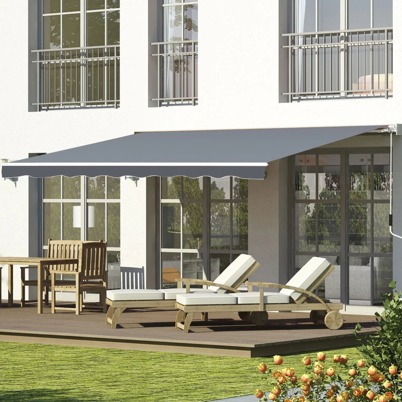 Light Grey 2.5m x 2m Garden Patio Manual Awning Canopy