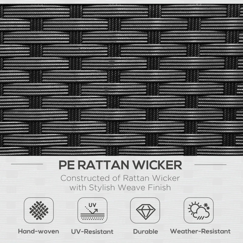 Black Rattan 2-Seater Chair Set with Middle Tea Table