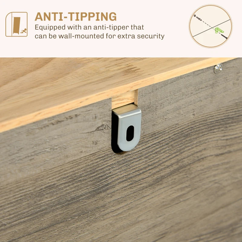 Modern Grey Wood-Effect Sideboard with Rubber Wood Top, 3 Doors, 3 Drawers & Adjustable Shelves - Stylish Storage Cabinet for Dining & Living Room