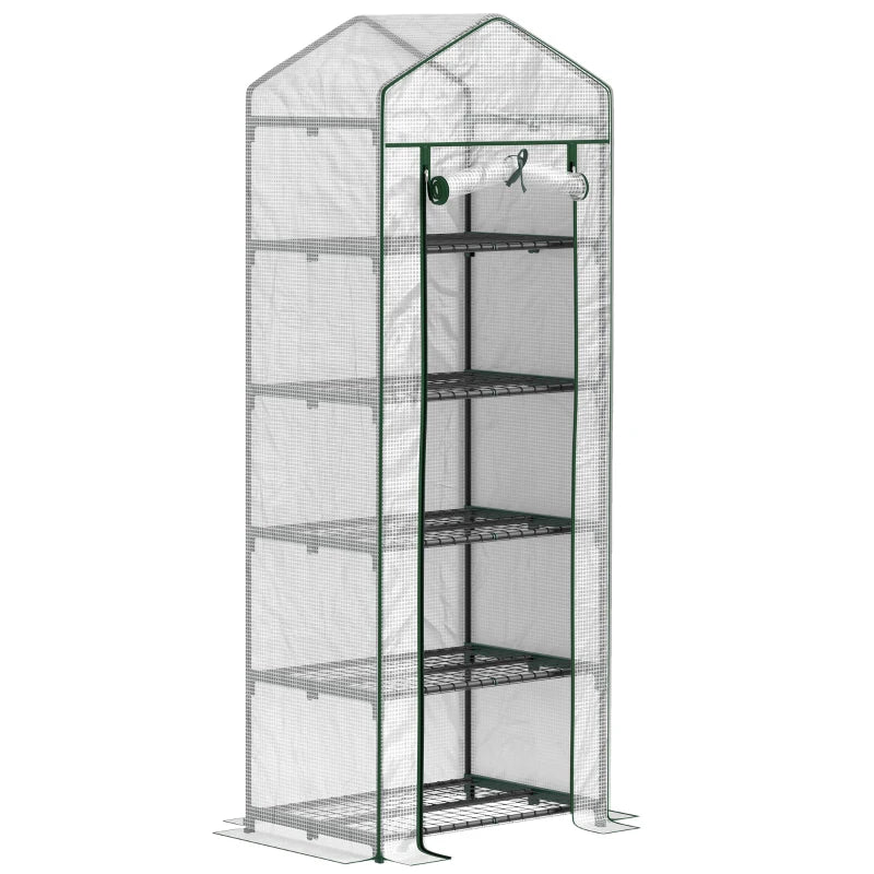 193cm White Five Shelf Mini Greenhouse - Indoor/Outdoor Plant Storage