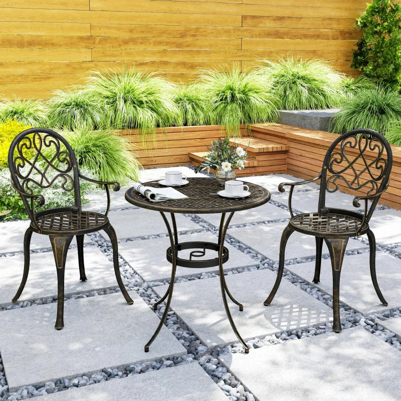 Elegant Bronze Aluminium Garden Set - 3-Piece Outdoor Furniture Set