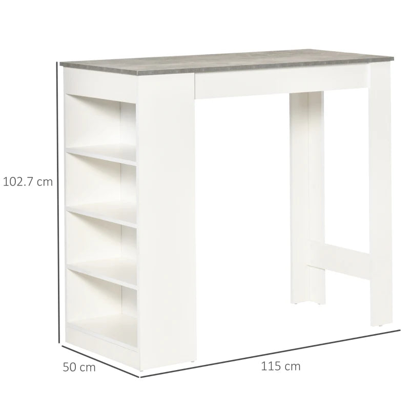 Stylish Grey Bar Table with 4-Tier Storage Shelf - Perfect for Kitchen, Dining Room & Living Room