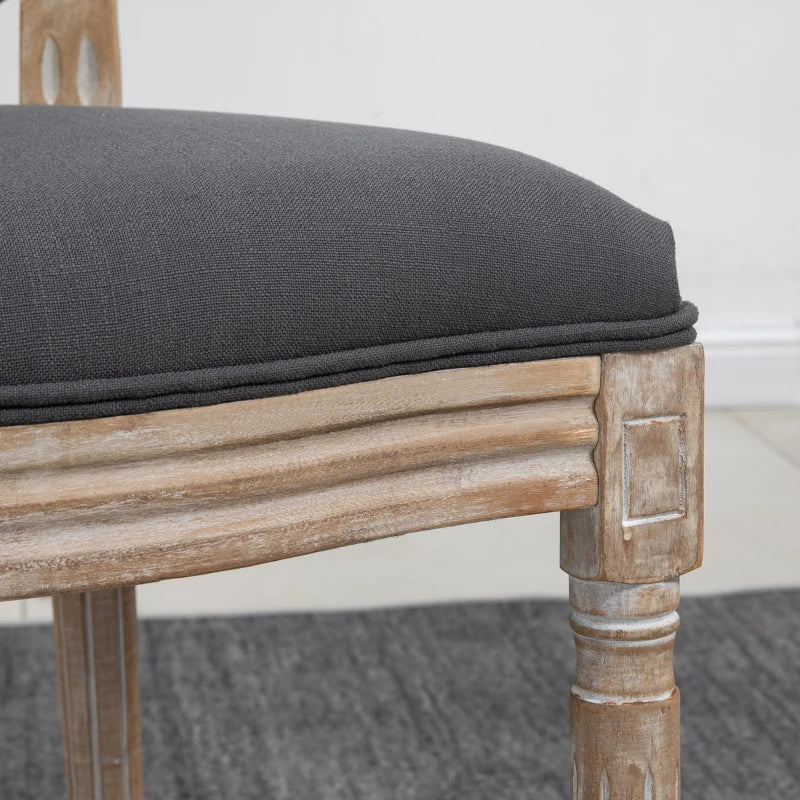 Set of 2 French-Inspired Grey Wooden Dining Chairs - Elegant Rustic Furniture for Dining Room or Kitchen