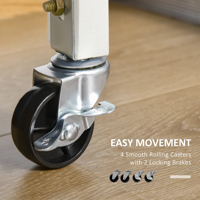 Rolling Kitchen Island Trolley Cart with Bamboo Top, Storage Cabinet, Drawer & Wire Basket - Mobile Utility Cart on Wheels