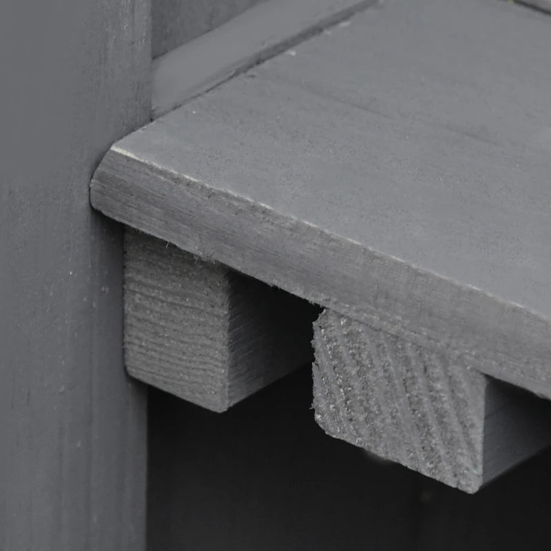 Wooden Garden Shed with Hinged Roof and Removable Shelf Outdoor Tool Storage Cabinet Double Doors 74x43x88cm Grey