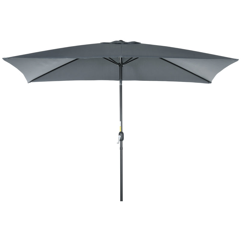 Dark Grey 3x2m Rectangular Patio Umbrella with Tilt Crank