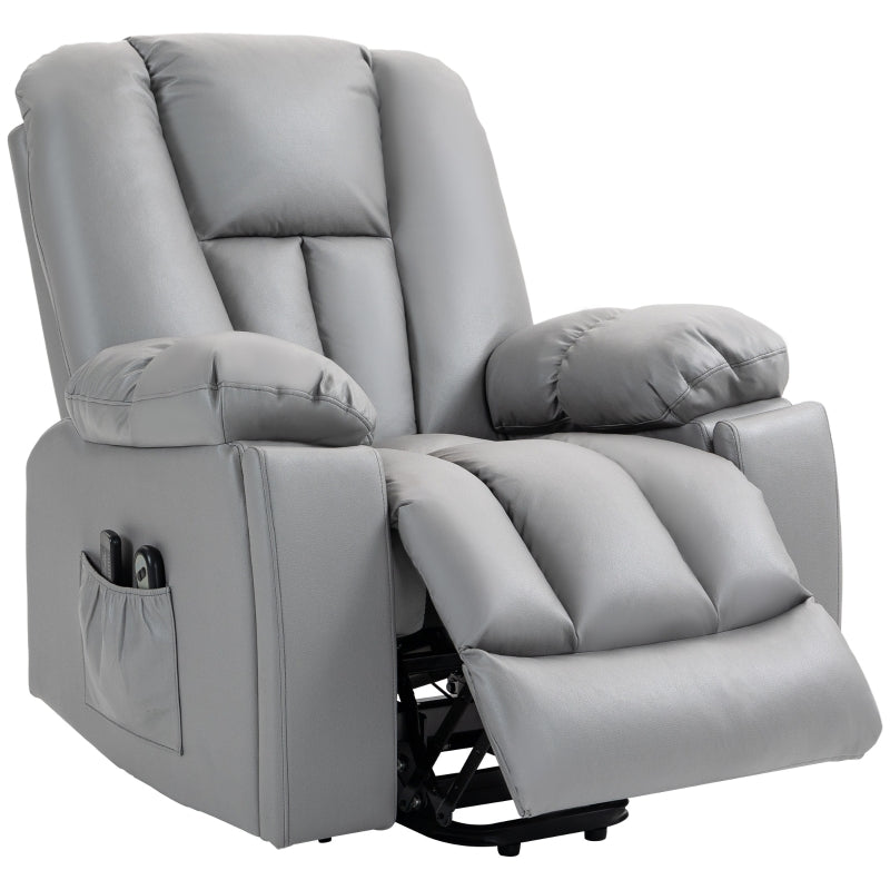 Charcoal Grey Reclining Armchair with Eight Massage Points for Ultimate Comfort