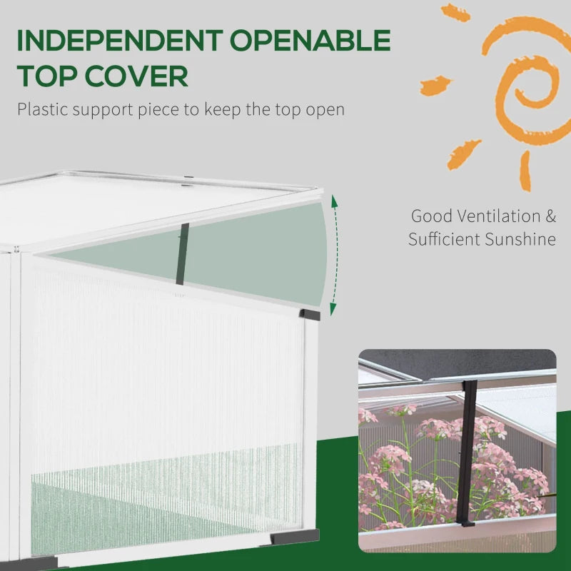 Green Polycarbonate Aluminium Cold Frame Greenhouse, 120x100x41cm