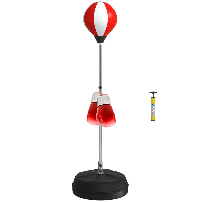 Adjustable Height Boxing Bag Set with Stand for Home Fitness Training Red