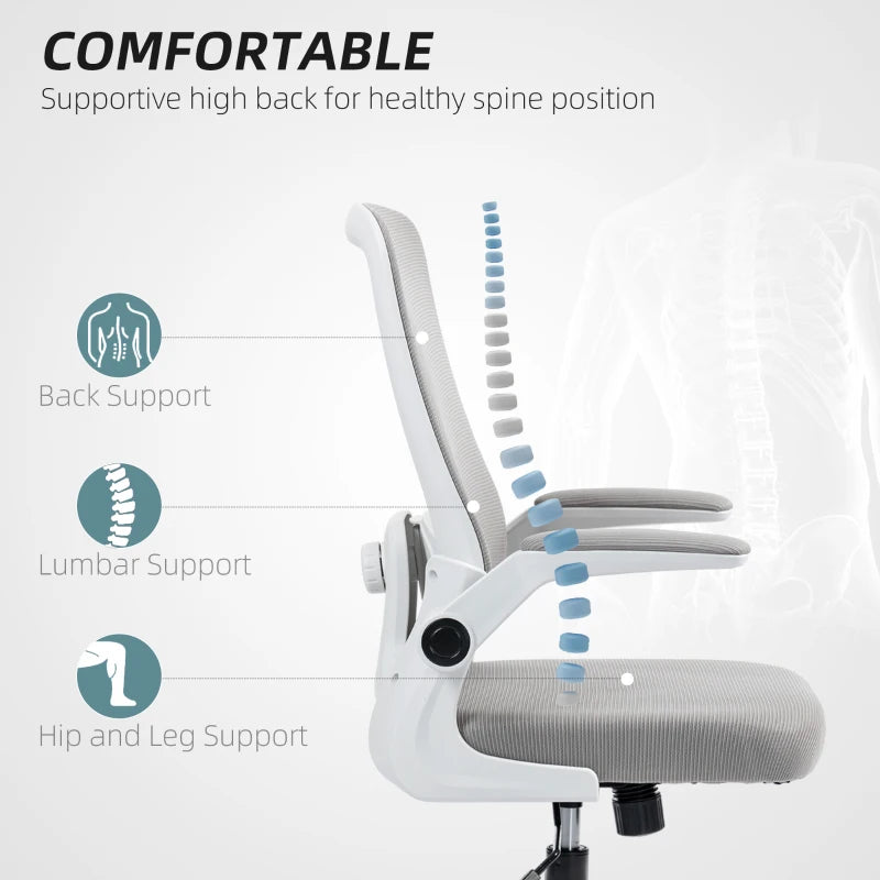 Ergonomic Mesh Back Adjustable Office Chair in Grey - Comfortable, Breathable Design for Home & Office Use