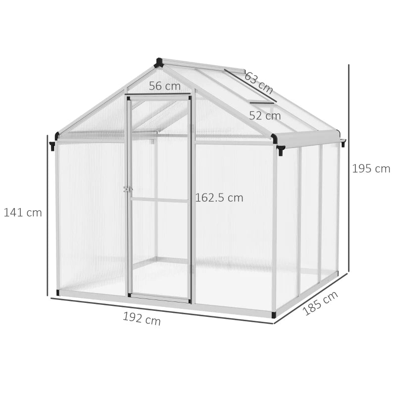 6ft x 6ft Aluminium Framed Greenhouse