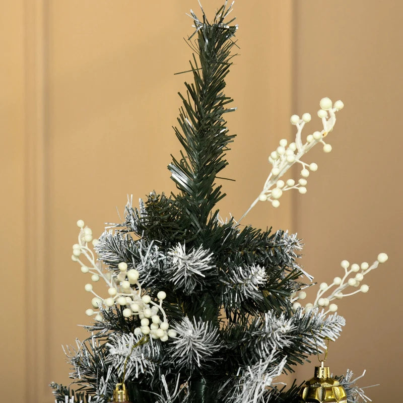 5FT Snow-Dipped Artificial Christmas Tree with White Berries & Star Topper | Indoor Holiday Decoration | Removable Stand