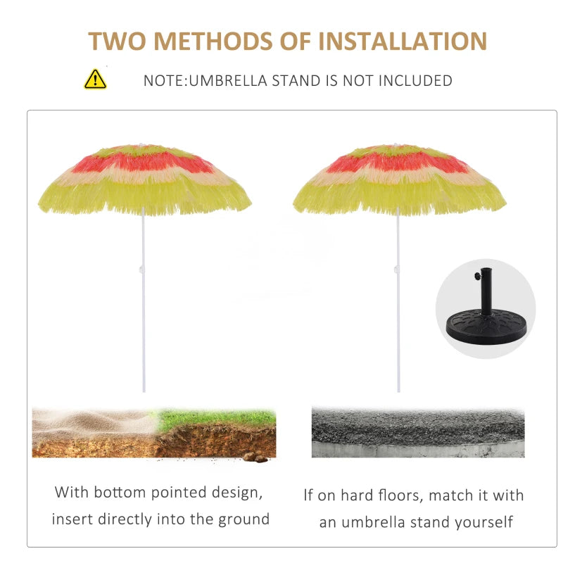 Multicolor 1.6m Beach Sun Umbrella with Tilting Crank