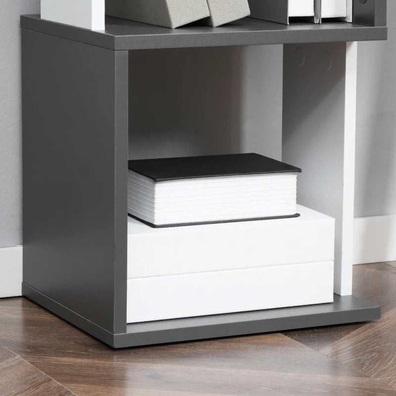 Modern 5-Tier Bookshelf - Freestanding Bookcase Storage for Living Room, Home Office & Study - White & Dark Grey