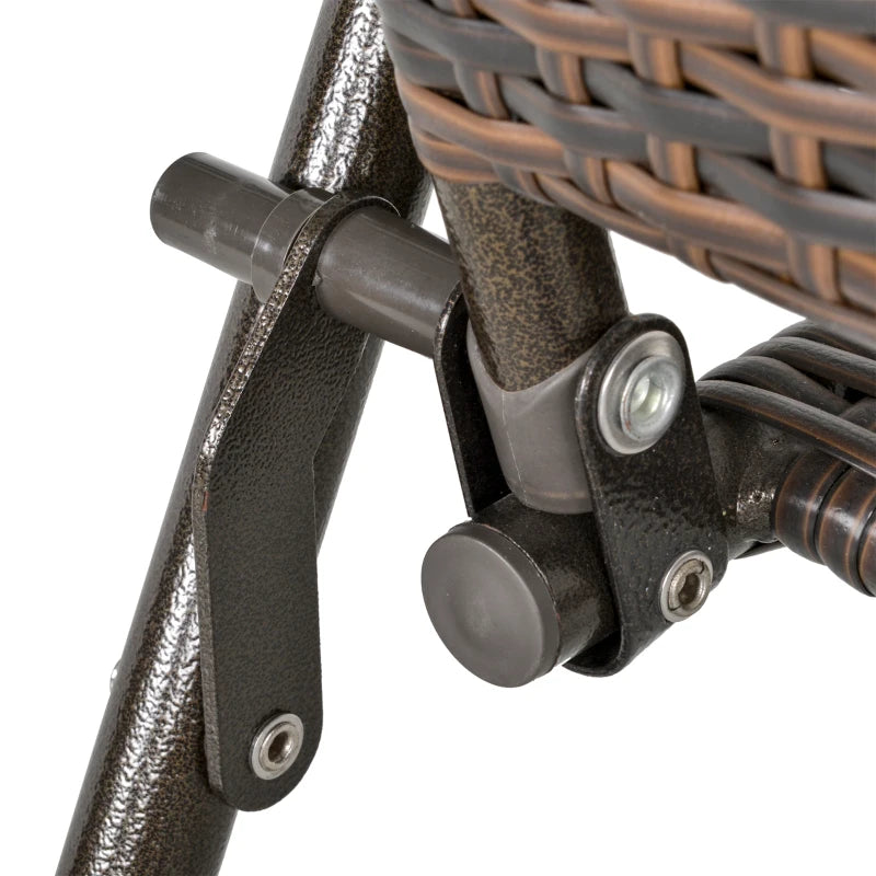 Set of 2 Brown Folding Rattan Chairs - Stylish Outdoor Seating for Patio, Garden, and Balcony