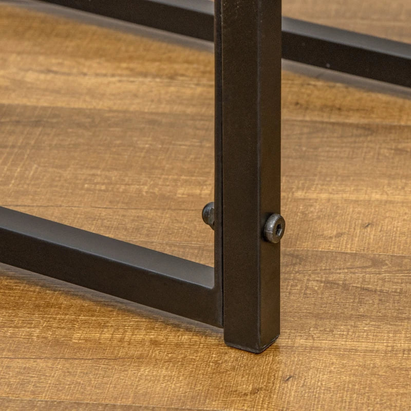 Metal Firewood Log Holder Rack - 2 Tier Indoor Outdoor Fireplace Storage with Tools & Hooks, Black, 84W x 33D x 76H cm