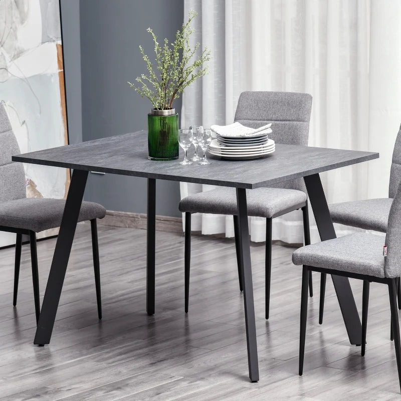Contemporary Dark Grey Rectangle Dining Table with Metal Legs - Spacious Kitchen Table for Dining Room & Living Room