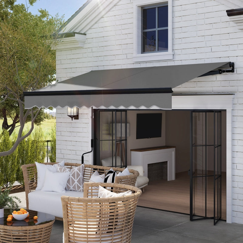 3 x 2.5m Dark Grey Electric Awning with LED Light & Remote Controller - Aluminium Frame DIY Retractable UV50+ Sun Shade Canopy for Garden, Patio, Deck, Door, Window