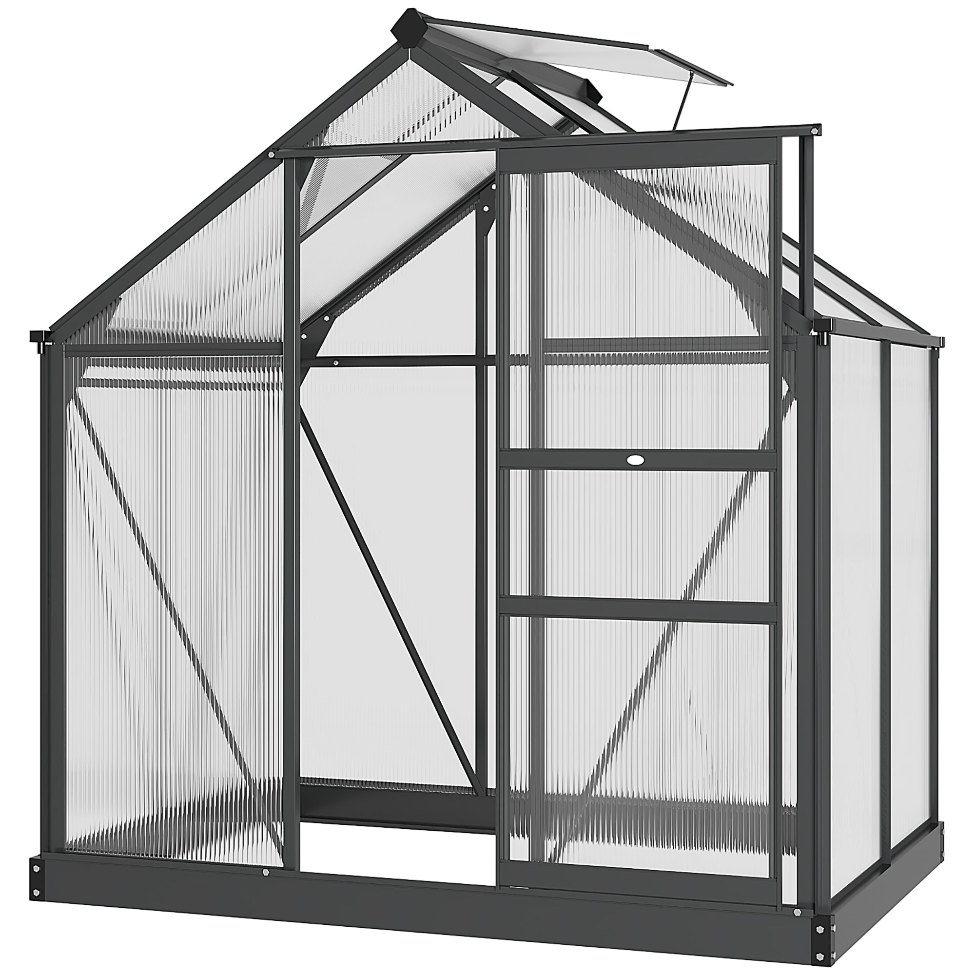 Grey 6ft x 4ft Polycarbonate Greenhouse With Aluminium Frame
