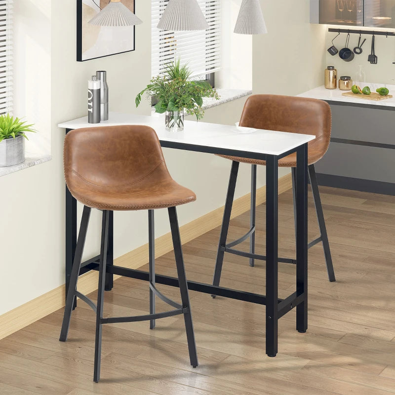 HOMCM Set of 2 Kitchen Stools - 97cm Height, Sturdy Brown Design for Dining & Bar Use