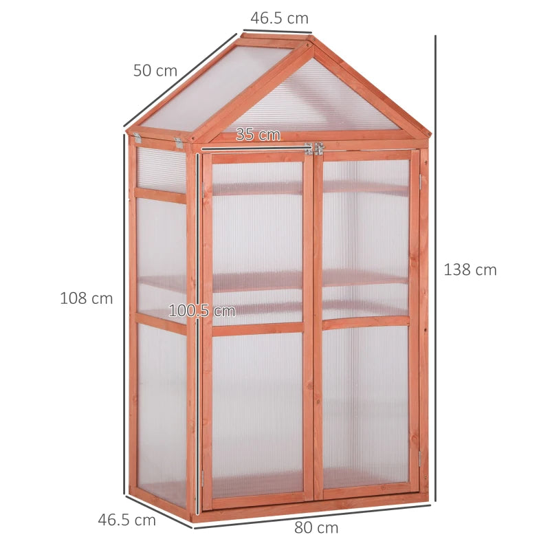 Orange Polycarbonate Garden Cold Frame Greenhouse with Adjustable Shelves