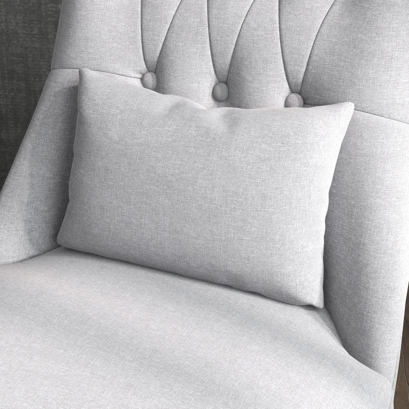 Stylish Grey Fabric Tub Chair with Pillow, Upholstered Single Sofa for Living Room and Bedroom, Set of 2