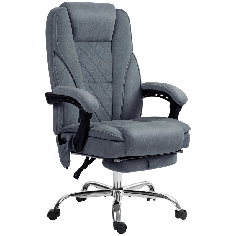 Vinsetto Heated Reclining Massage Office Chair with Adjustable Height & Footrest - Dark Grey Ergonomic Computer Chair