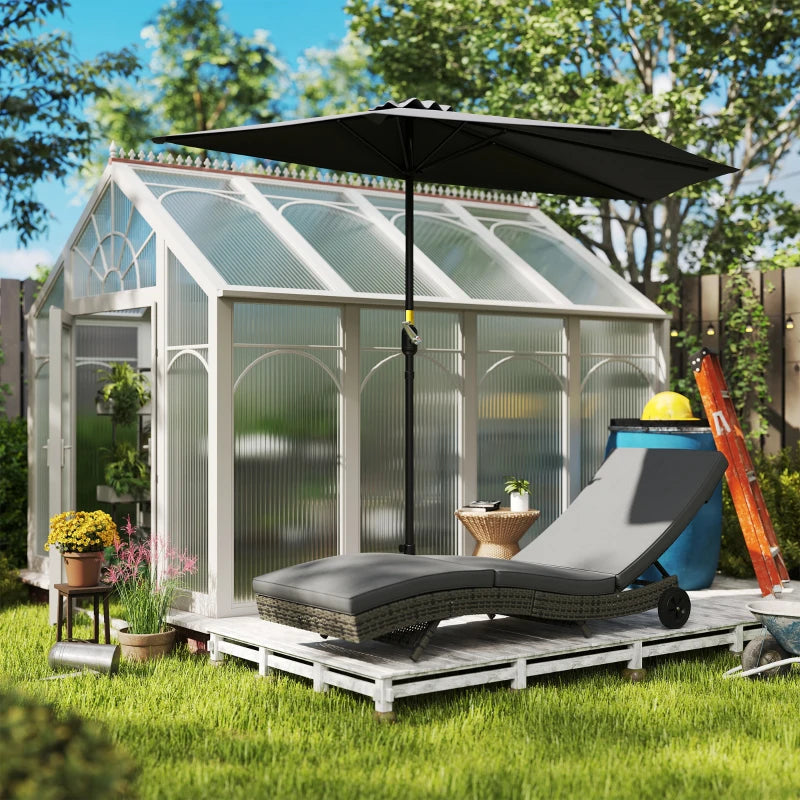 Dark Grey Outdoor PE Rattan Chaise Lounge Chair - Adjustable Backrest Sun Lounger with 2 Wheels, Size: Standard