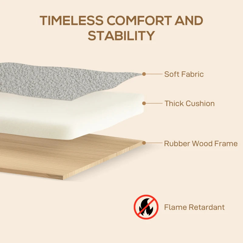 Light Grey Small Sherpa Fabric 2 Seater Sofa Settee for Compact Living Spaces