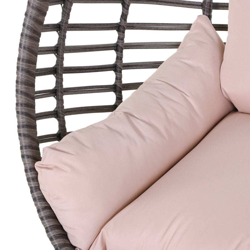 Grey Rattan Teardrop Outdoor Egg Chair with Soft Padded Cushion