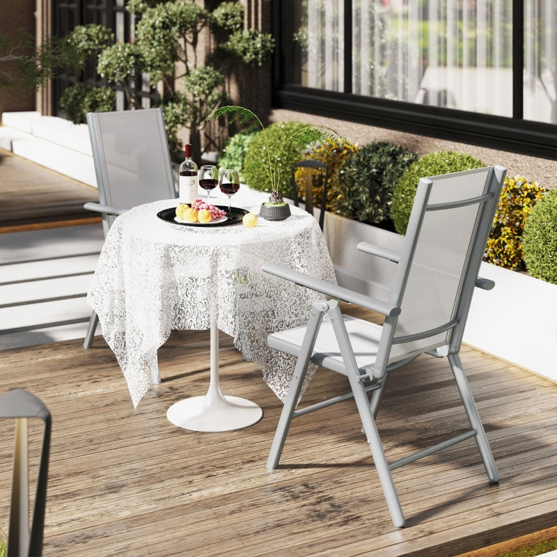 Set of Two Light Grey Aluminium Folding Chairs - Compact and Lightweight Design