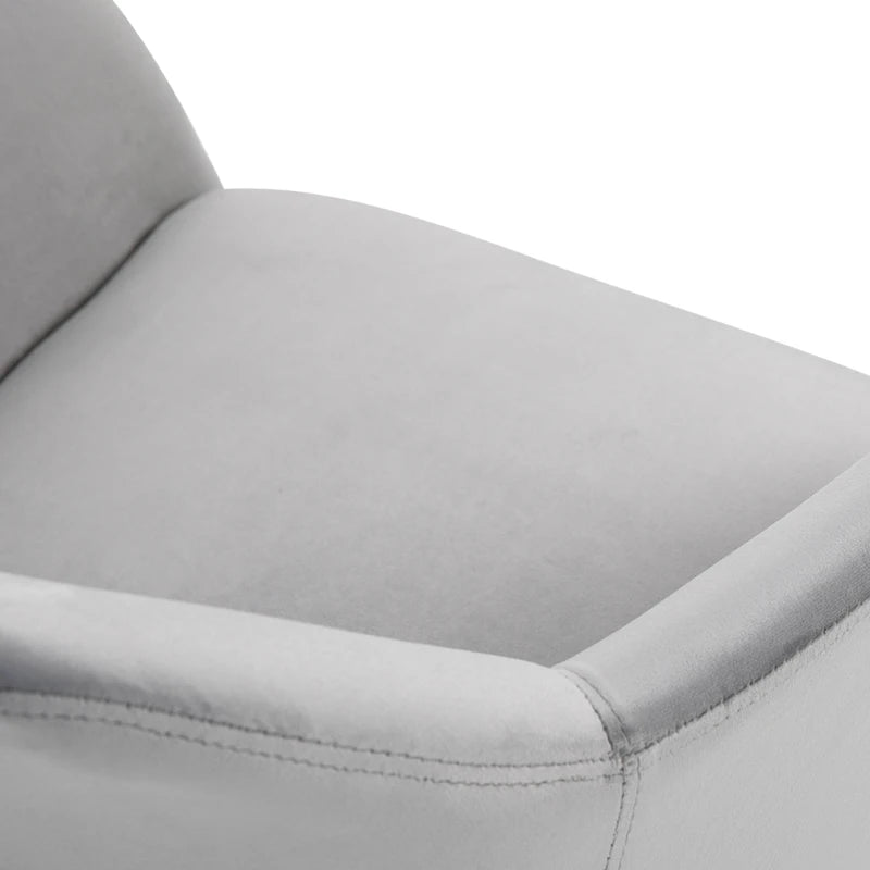 Modern Velvet Dining Chairs Set of 2 - Upholstered Leisure Chairs with Backrest & Armrests for Home Office & Kitchen - Grey