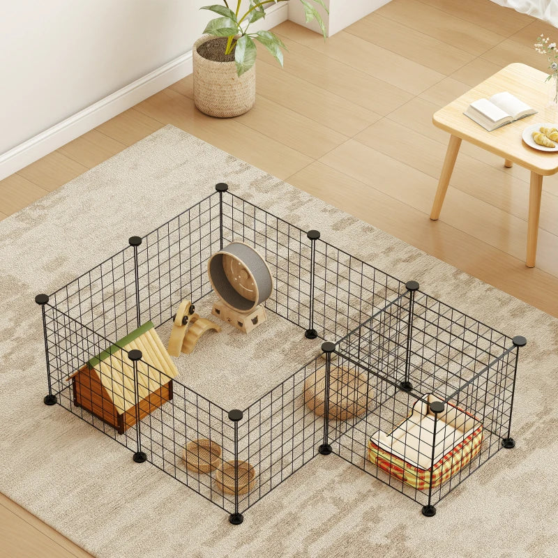 DIY Metal Wire Pet Playpen - 12 Panel Enclosure for Indoor/Outdoor Guinea Pigs, Bunnies & Small Animals - Black