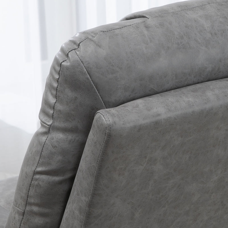 Thick Padded Faux Leather Recliner Armchair in Light Grey for Ultimate Comfort and Style