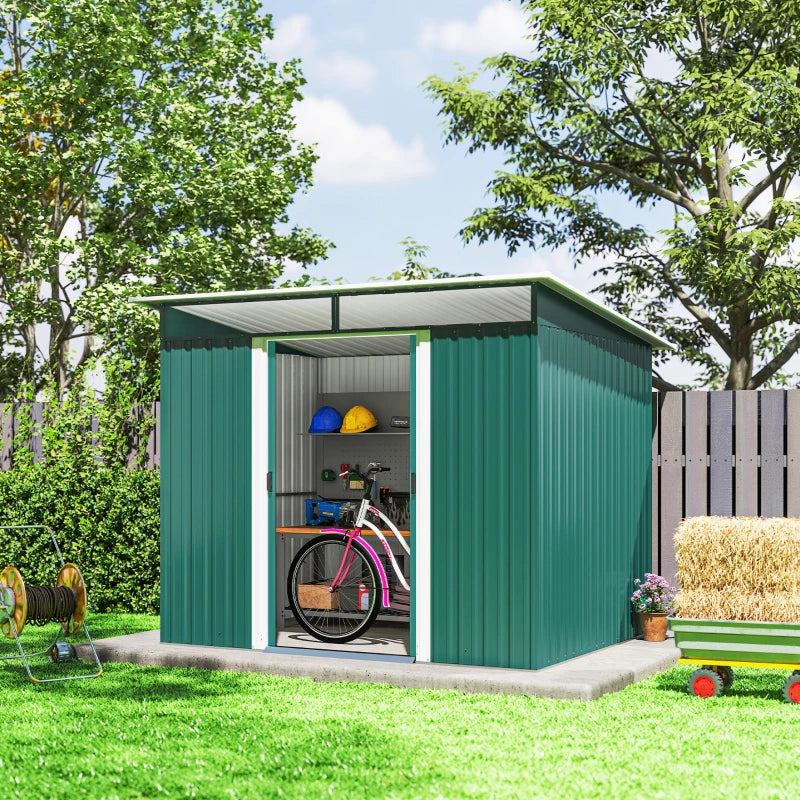 8.5 x 6ft Metal Garden Storage Shed - Green