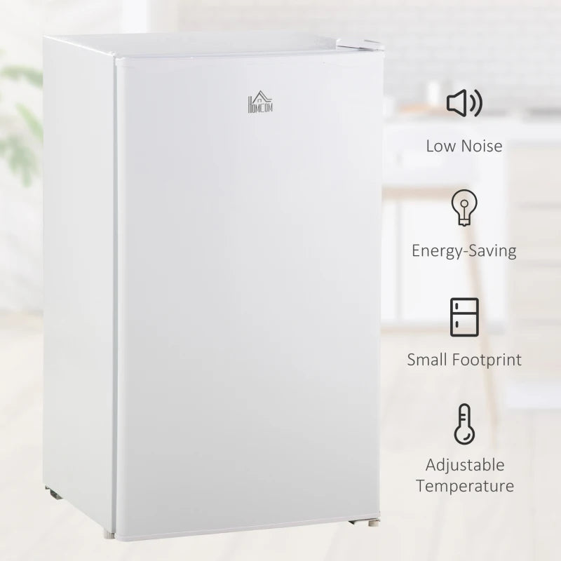 91L Freestanding Under Counter Fridge Freezer - Compact Chiller Box, Adjustable Thermostat, 47.5cm Wide, Stylish White Design