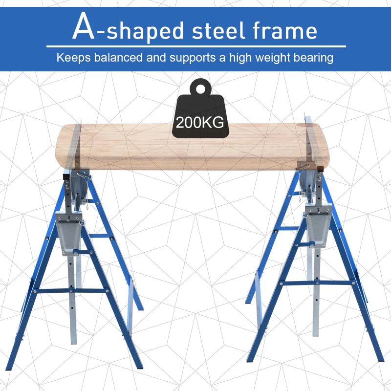 Blue Adjustable Telescopic Builders Trestle for DIY Projects