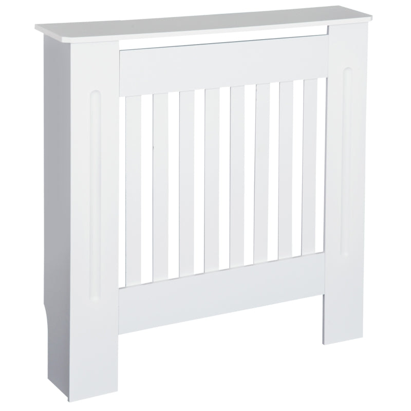 Elegant White Slatted Radiator Cover Cabinet MDF Lined Grill 78L x 19W x 81H cm