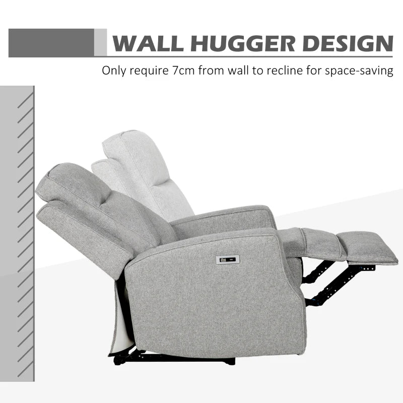 Electric Reclining Chair with USB Port and Footrest - 150° Grey Comfort for Your Living Room