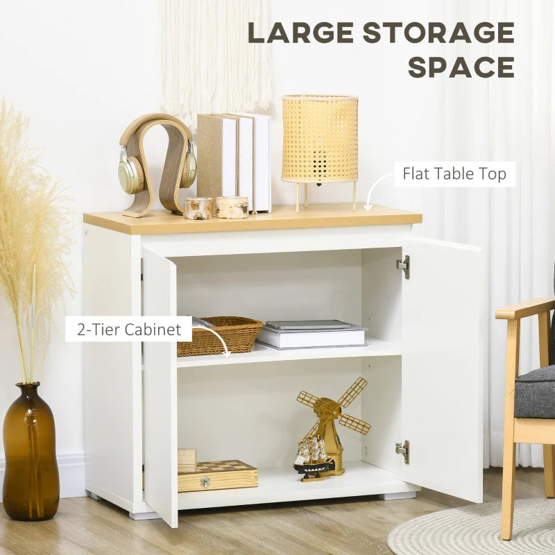 Modern White Kitchen Sideboard Storage Cabinet with Double Doors & Adjustable Shelf - Perfect for Living Room & Entryway