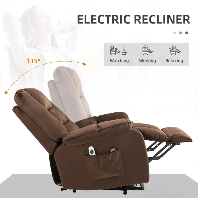 Eight Massage Point Reclining Armchair with Heat - Brown Leather Effect for Ultimate Comfort